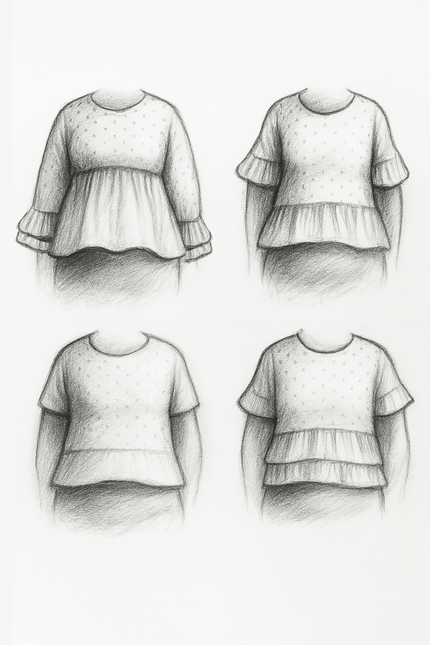 Claiborne Women's Boho Ruffle Top PDF Sewing Pattern