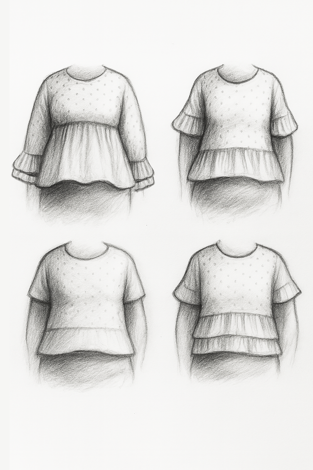 Claiborne Women's Boho Ruffle Top PDF Sewing Pattern