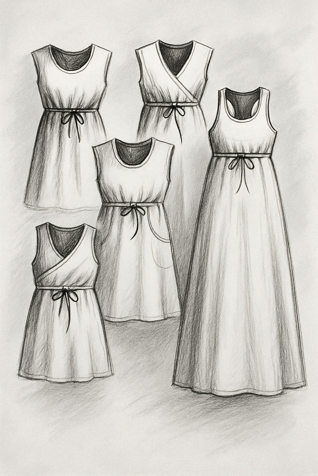 Helen Drawstring Dress Women's PDF Sewing Pattern