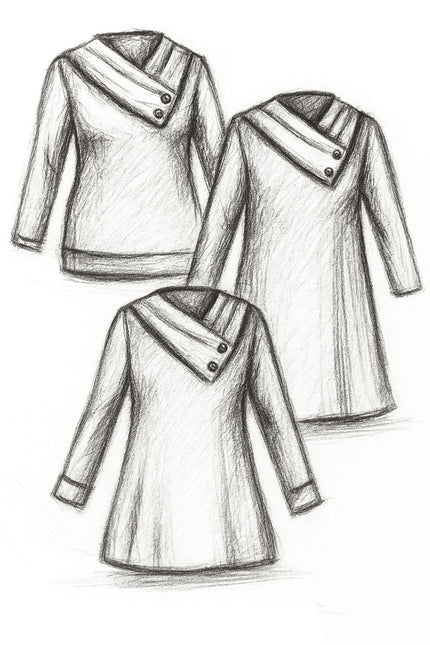 Malala Cross-Collar Women's Sweater PDF Sewing Pattern