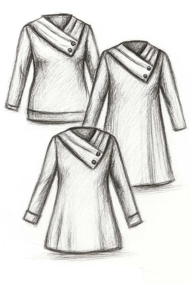 Malala Cross-Collar Women's Sweater PDF Sewing Pattern