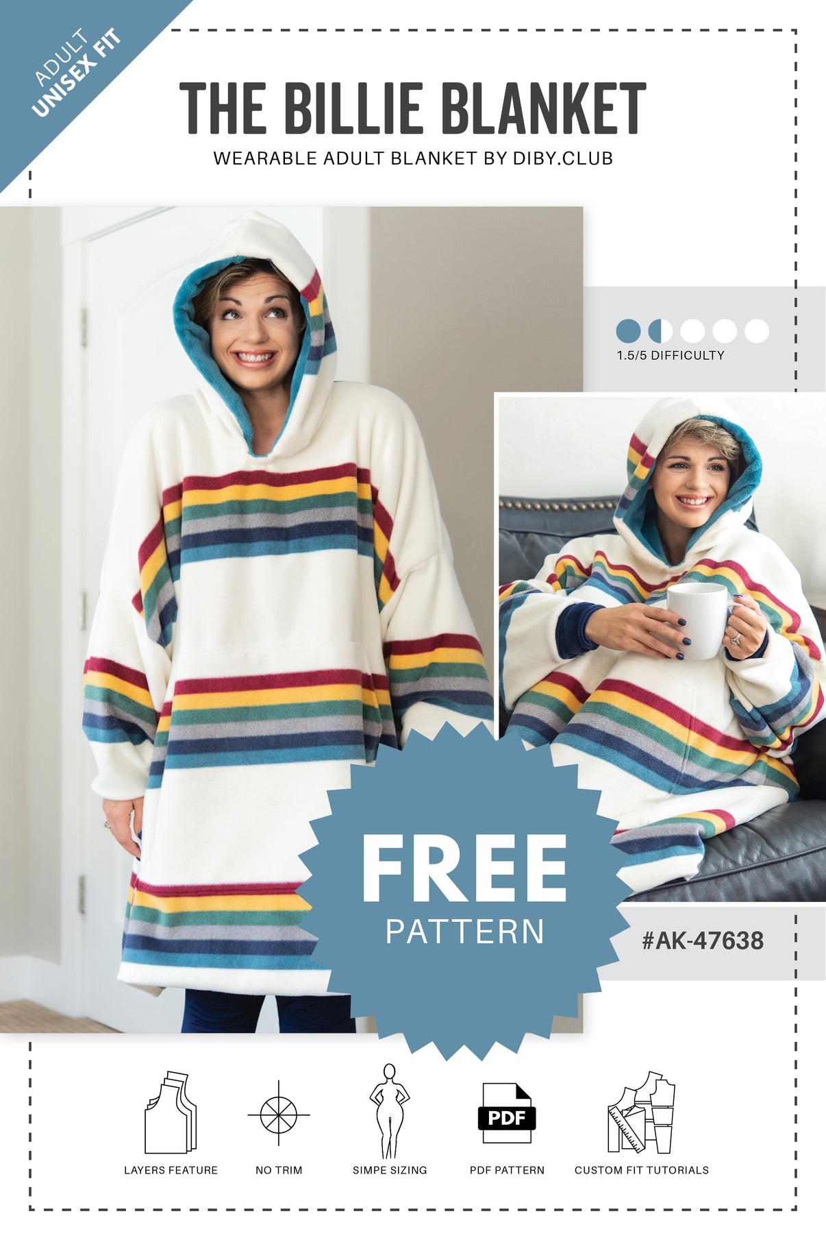 DIBY Club PDF Sewing Free Billie Wearable Blanket Do It Better
