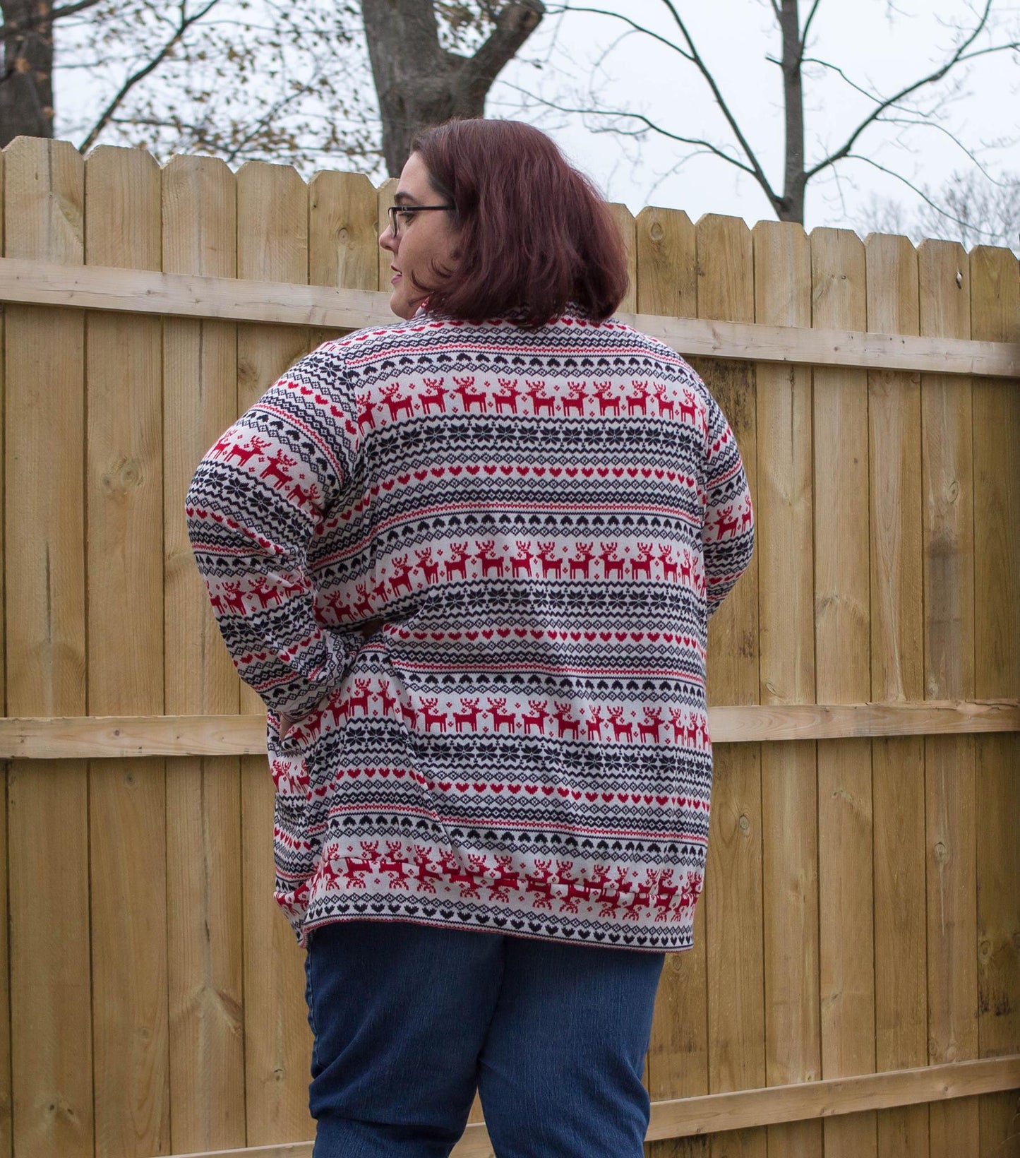 Back view of the Nora sweater with long sleeves. Plus size. 