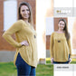 Cover of Printed Instruction Book showing a woman wearing a mustard colored Adrianne Sweater