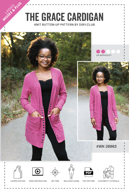 The Grace Cardigan pattern cover image. 